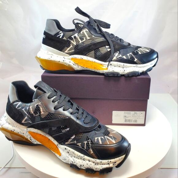 NWT$900 VALENTINO Men Bounce Camouflage Leather Mesh Black Sneakers Sz 42 (US 9) - Picture 16 of 16
